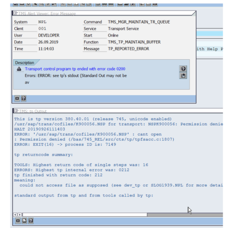 Transport control program tp ended with error code 0200