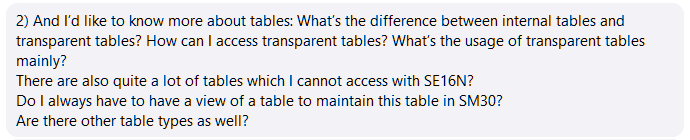 Questions that we answer in this Coaching Session about What is the difference between database table and internal table