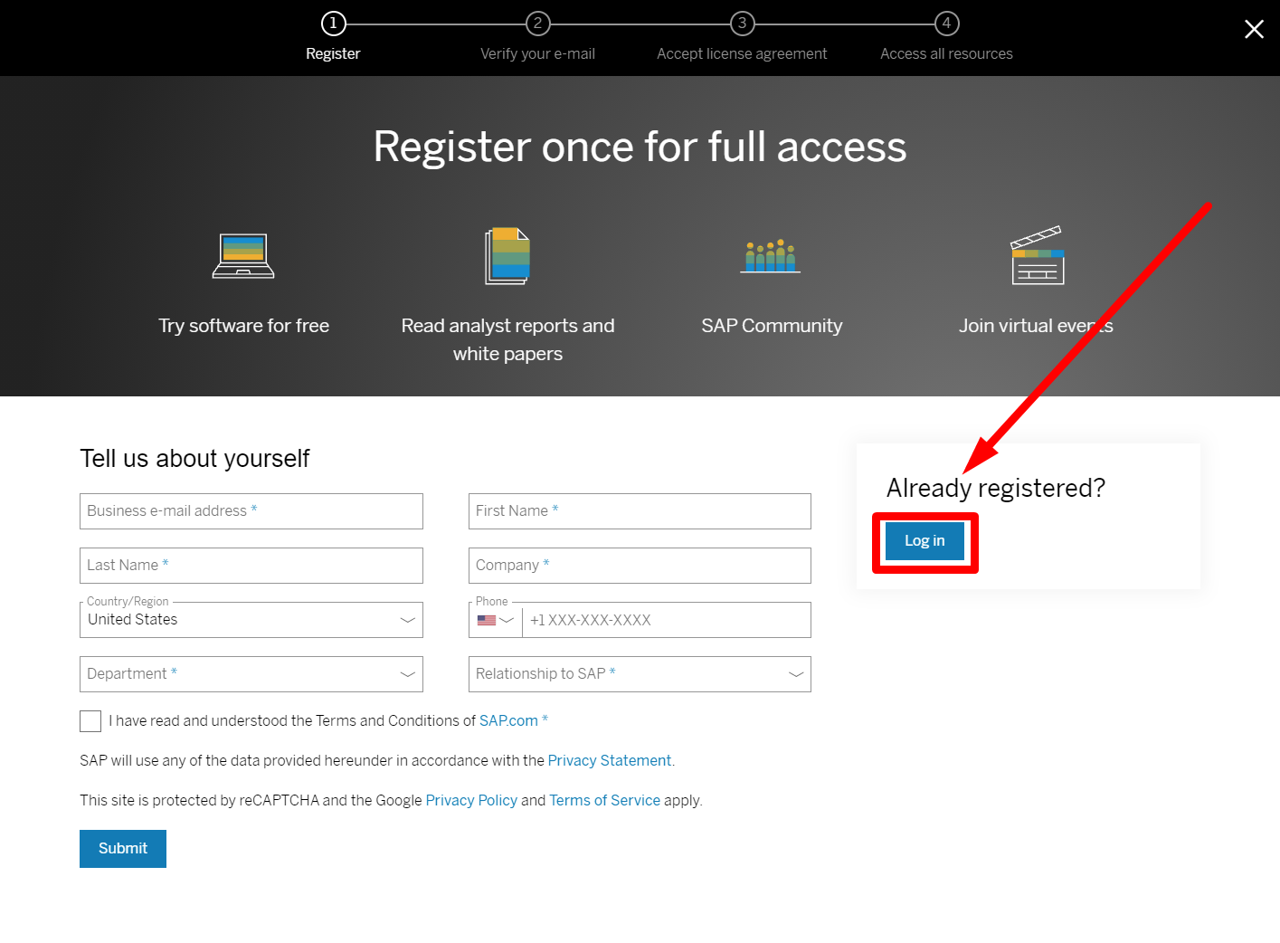  Download SAP Software: Log In or Register to Start the Download