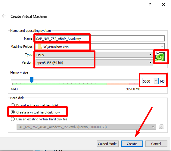 VirtualBox - New Machine Setup - Preparation to Install SAP