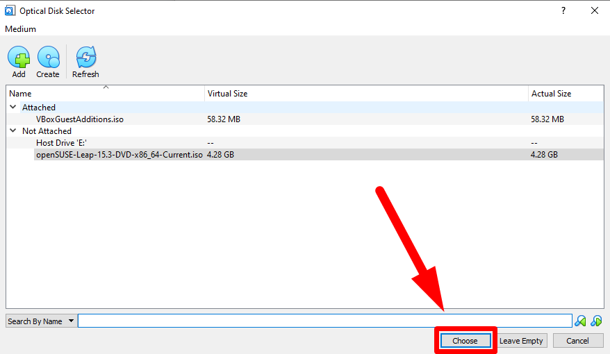 VirtualBox - openSUSE Installation - Choose Optical Disk - Confirmation - Preparation to Install SAP Software