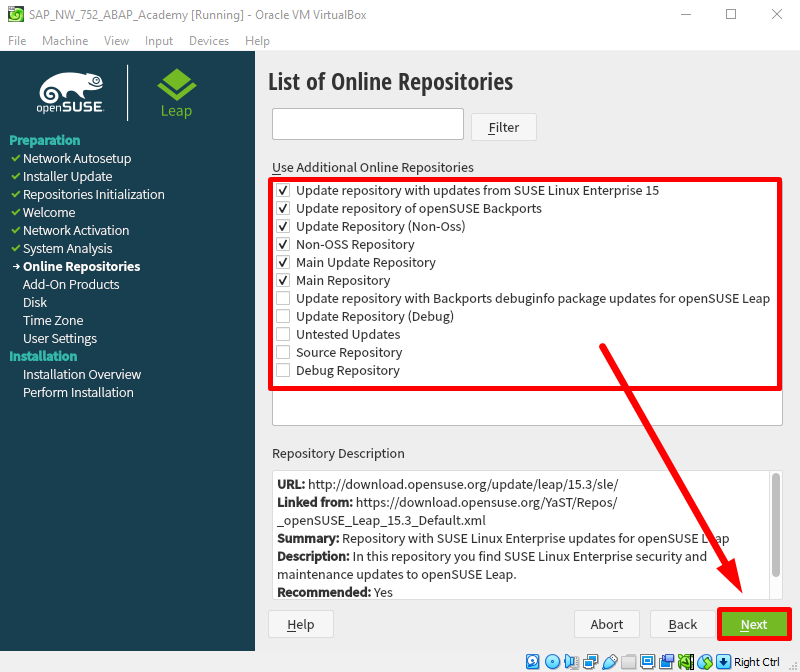 SAP Installation Guide - List of Online Repositories