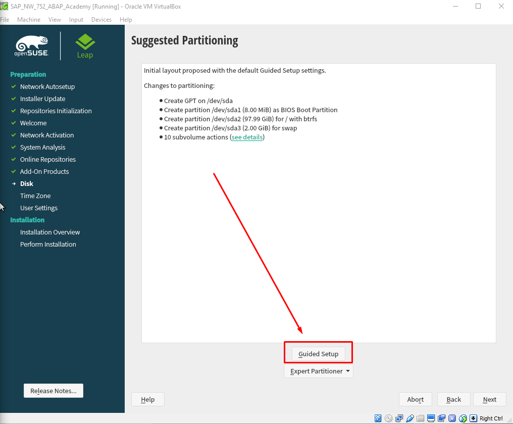 SAP Installation Guide - Suggested Partitioning