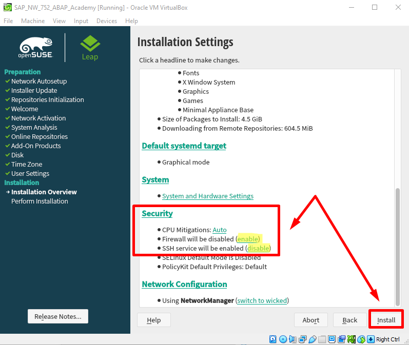 SAP Installation Guide - Installation Settings - Updated