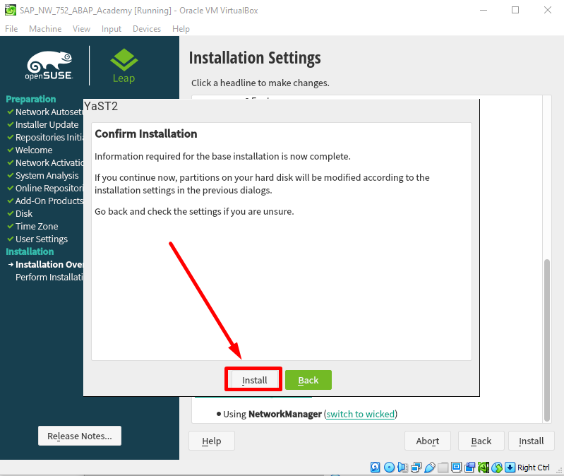 SAP Installation Guide - Confirm Installation 