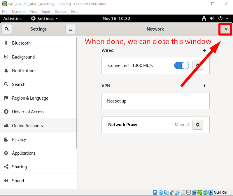 SAP Installation Guide - Proxy Setup - Close Manual Settings  