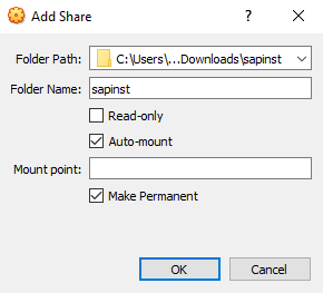 SAP Installation Guide - Shared Folder Setup - Add Share